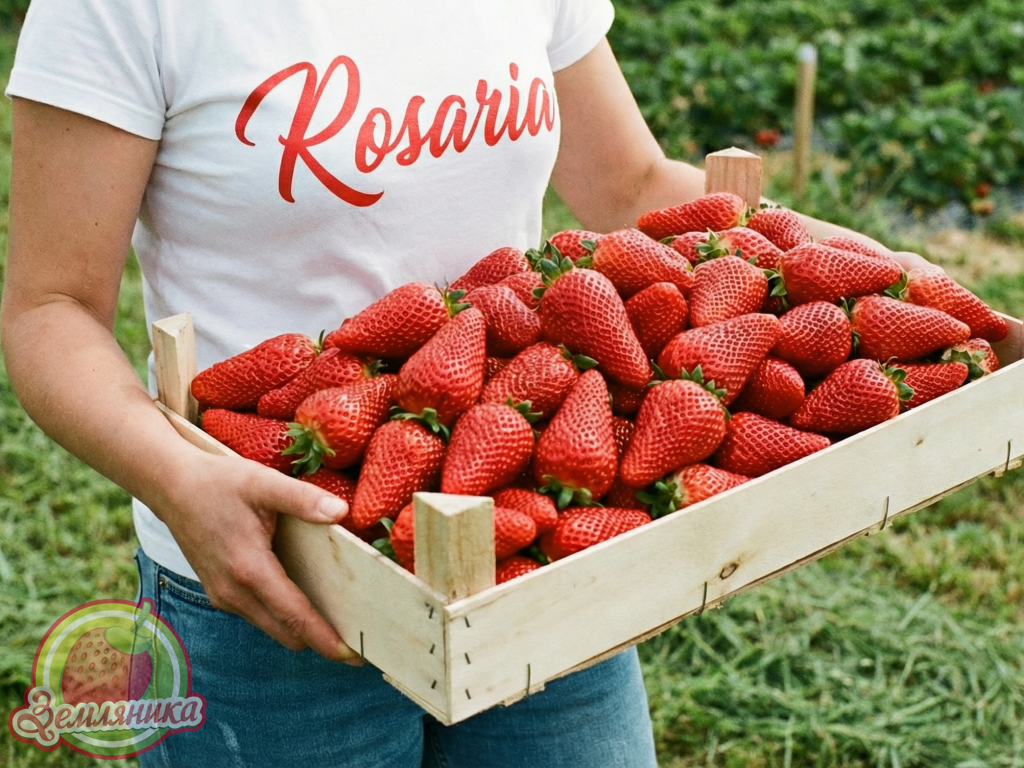 Клубника сорт Розария Rosaria. Очень ранний сорт клубники с очень крупными ягодами, величиной с кулак. Ягоды слакдие как мед.
