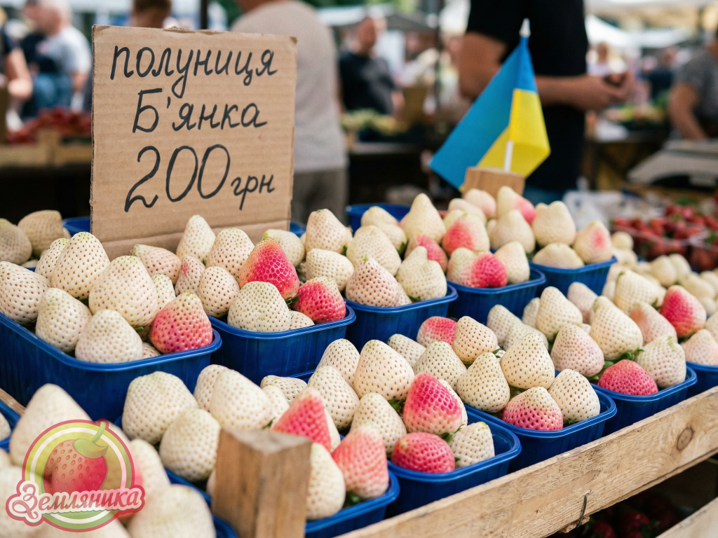 Клубника Бьянка№5 новый сорт клубники из Италии. Ягоды белоснежно белые, очень вкусные, с ароматом персика и манго.