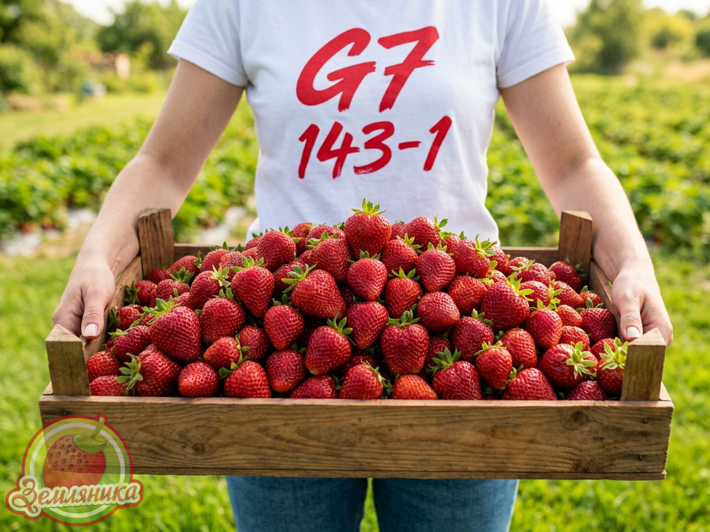 Новинка клубники G 7-143-1 Самый новый сорт из Италии в Украине, Ягода сладкая, вкусная, крупная, блестящая. Урожайность в Киевской облатси до 750 г с куста.