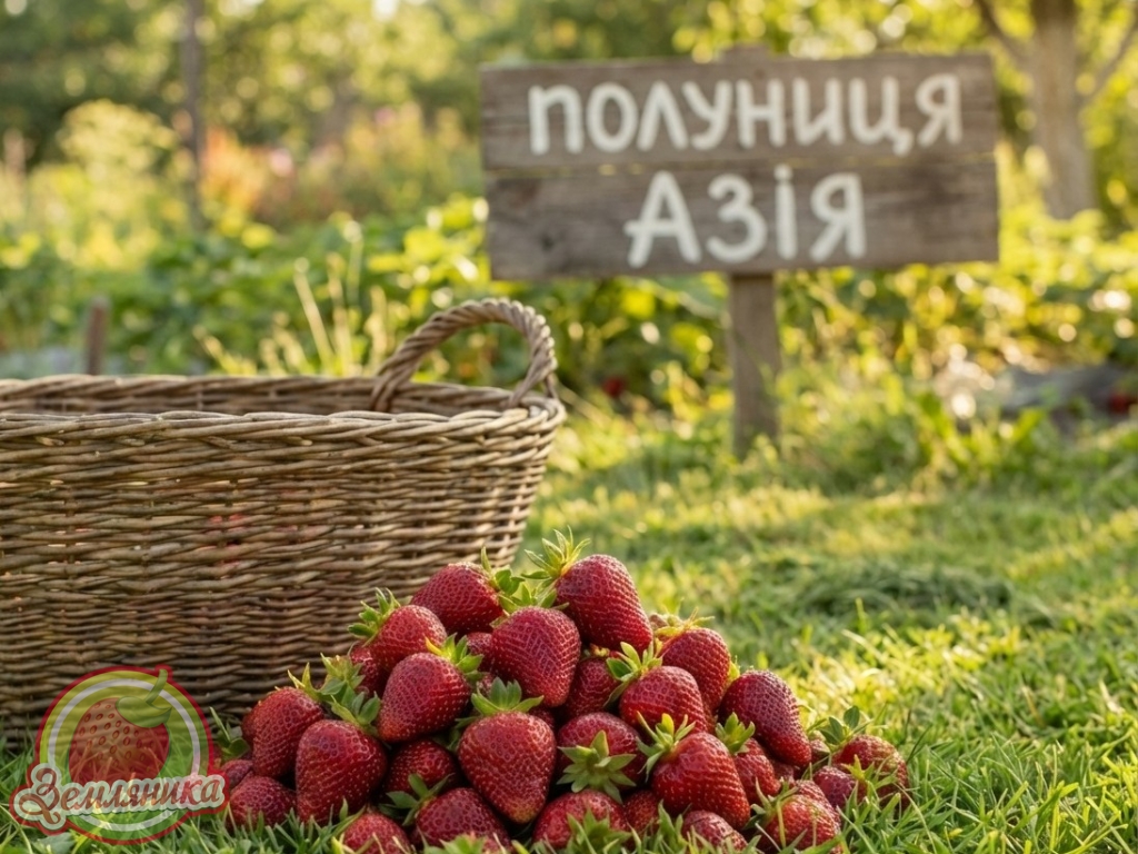 Саженцы клубники Азия купить  по 15 грн. Самый урожайный ранний сорт с красивыми, очень крупными ягодами.